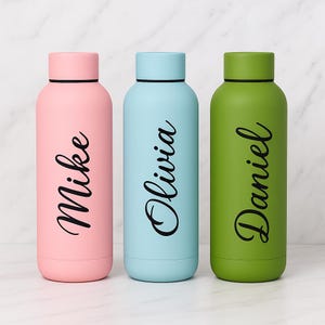 Personalised Insulated Water Bottle 500ml – Custom Name Kids School Bottle, Back to School Gift, Reusable Stainless Steel Gym Travel Bottle