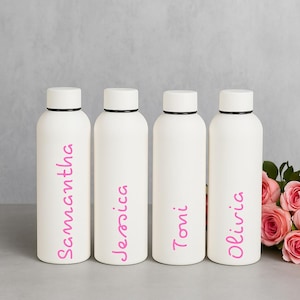 Custom Name Water Bottle – Matte Insulated Tumbler 500ml – Tropical Island Villa Gift – Personalized Soft Touch Bottle – Gift For Her