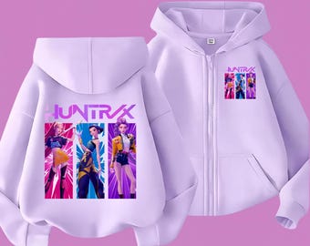 Sweat à Capuche Kpop Huntrix Pour Enfants/Ados - Motif Anime - Polyester - Unisexe - Taille 2 à 16 Ans
