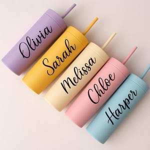 Personalized Bridesmaid Tumbler with Lid & Straw, 16oz Skinny Cup, Bridesmaid Proposal Gift, Bachelorette Party, Christmas Gift