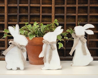 Wooden Bunny - Wood Rabbit - Tiered Tray Easter Decor