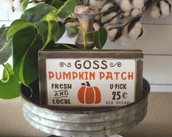 Pumpkin Patch Mini Sign - Personalized Tiered Tray Signs