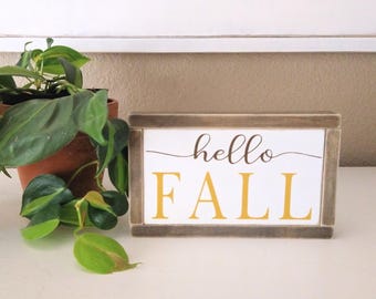 Hello Fall Mini Sign - Tiered Tray Framed Sign