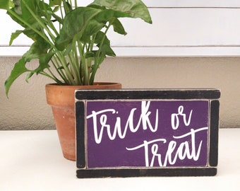 Trick or Treat Mini Sign - Tiered Tray Framed Sign