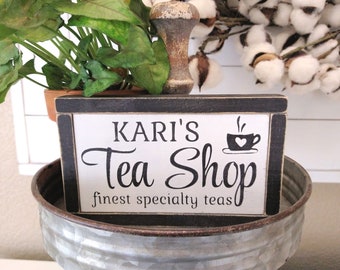 Tea Shop Mini Sign - Personalized Coffee Bar - Tiered Tray Kitchen Decor