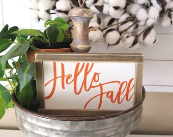 Hello Fall Mini Sign - Tiered Tray Framed Sign