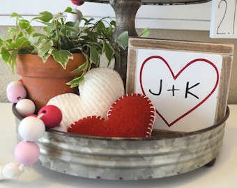 Heart with initials Valentine's Day Mini Sign