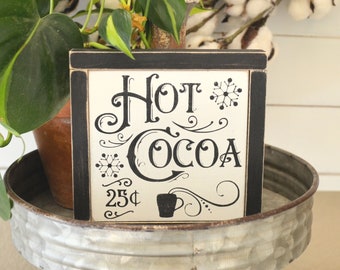 Hot Cocoa Mini Sign - Christmas Tiered Tray Decoration