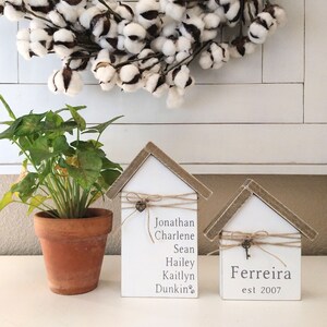 Small Wood House Mini House Tiered Tray Farmhouse Decor image 7