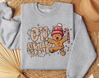 Gingerbread Oh Snap Christmas PNG, Coquette Bow