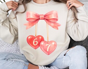 Lustig 6 7 Valentine PNG, Herz-Bogen-Design (digitaler Download)