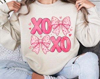 Coquette Valentines XOXO PNG, Pink Checkered Bow Design (Digital Download)