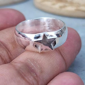 Star Ring, Celestial Jewelry, Silver Chunky Ring, Unisex Ring, 925 Sterling Silver Ring, Star Band Ring, Women Ring, Handmade Star Jewelry