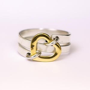Hammered Sterling Silver Heart Ring, Boho Thumb Ring, Silver & Copper Ring, Beautiful Symbol Of Love, Gift For Her