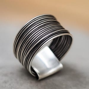 Handmade Wraparound Silver Wire Ring Sterling Silver Ring Statement Ring Silver Wide Wrap Ring Multi Layer Silver Wire Ring Handmade Jewelry
