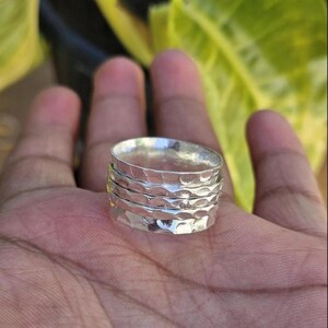 Sterling Silver Spinner Ring: Wide Band Boho Fidget Ring