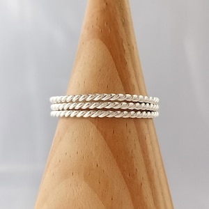 Skinny Hammer Textured Stacking Ring in Recycled Sterling Silver - Thin Stackable Ring - Gift - set of 3 stacking rings