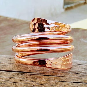 Pure Copper Wrap Ring , Finger Ring, Solid Copper Ring , Healing Copper Jewelry, Hammered Solid Copper Adjustable ring, Toe Copper Ring,