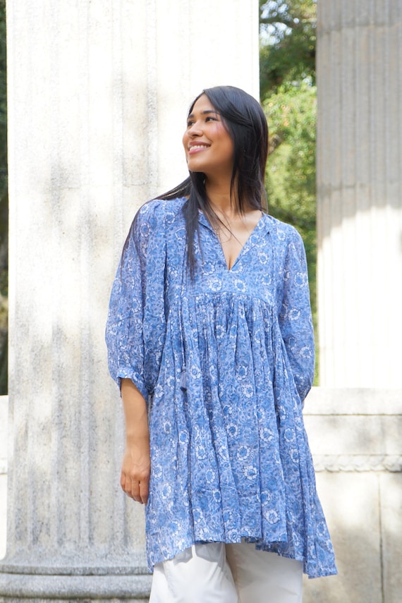 block print short dress Bella Block Print Short Dress by Dolma in Blue  Meadowlark
