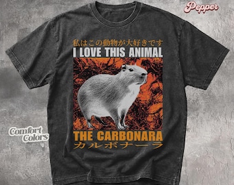 Capibara grafisch T-shirt, Japanse meme, comfortabele kleurenstijl