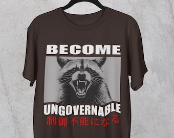 Vintage T-shirt onbestuurbare wasbeer: Japanse graphic, uniseks katoenen T-shirt