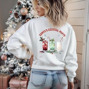 Christmas Santa&#39;s Cocktail Party Xmas Sweatshirt Jumper, Holiday Apparel, Festive Winter Top, Cozy Christmas Sweater, Unisex Christmas