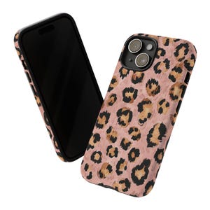 Leopard Print Phone Case, Pink Animal Print Cover, iPhone, samsung, google pixel phones, Protective phone case Tech Accessories