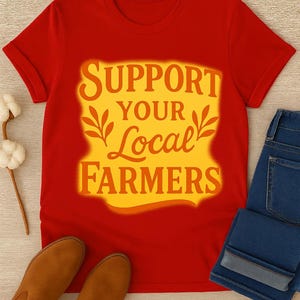 Support Local Farmers-T-shirt: milieuvriendelijk katoenen T-shirt