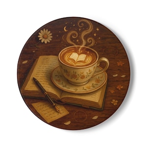 Cozy Literary Ceramic Coaster, Book Lover Gift, Coffee Table Decor, Reading Nook Accessory, Housewarming Present