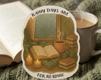 Matte Cozy Rainy Day Sticker | Waterproof Vinyl Stickers | Cozy Aesthetic Journaling / Bookish Planner Decals