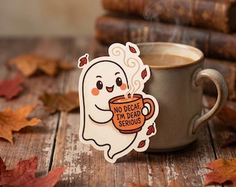 Matte Ghost Coffee Sticker | Fall / Halloween Ghost & Java Decal | Cute Ghost Coffee Sticker | Coffee Lover Gift