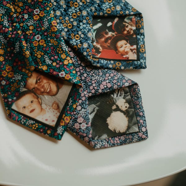 Custom Iron-On Tie Patch for Groom or Father - Personalized Photo Transfer, DIY Wedding Gift, Two Identical Images included, Gift for Dad