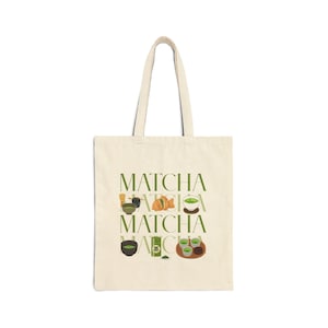 Matcha Lover Tote Bag, Aesthetic Japanese Tea Canvas Bag, Foodie Gift, Cute Minimalist Matcha Tote, Reusable Grocery Bag