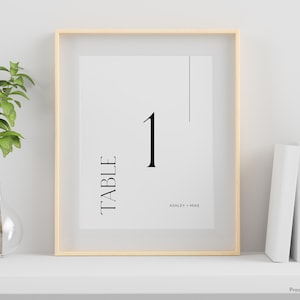 Minimalist Wedding Table Numbers Template, Editable Canva Sign, Modern Digital Poster, Printable Wedding Decor Download