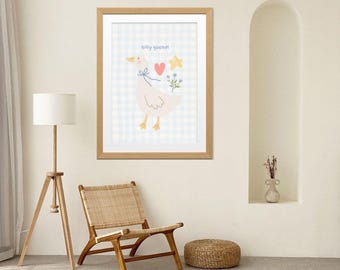 Silly Goose Nursery Print: Whimsical Cottagecore Farmhouse Art