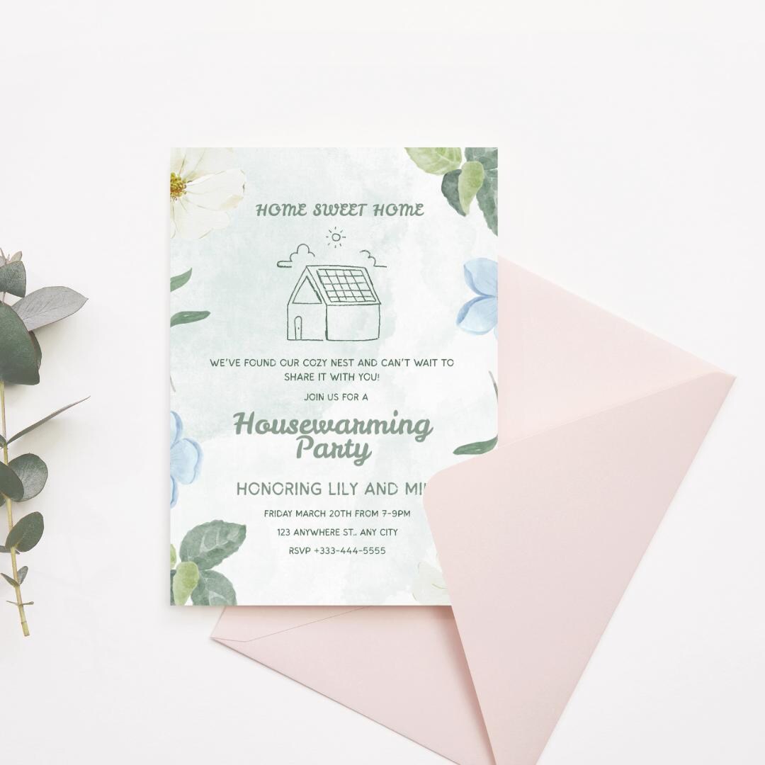 Printable Housewarming Party Invitation | Rustic Floral New Home ...