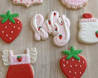 Berry Sweet Strawberry Baby Shower Sugar Cookies