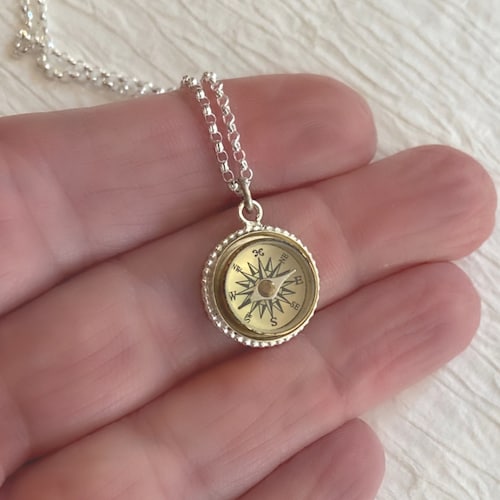 Sterling Silver Working Compass Locket Hummingbird Necklace Etsy