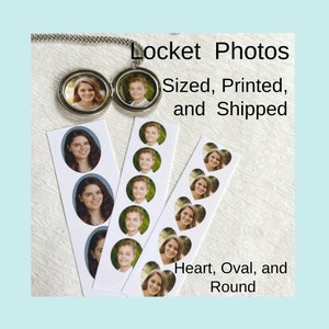 Locket Photo Prints, wedding charm photos: heart, oval, round shapes