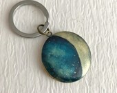 Crescent Moon Locket Keychain, men 39 s locket, celestial key chain, groomsmen gift, unisex locket, round brass locket, locket for man