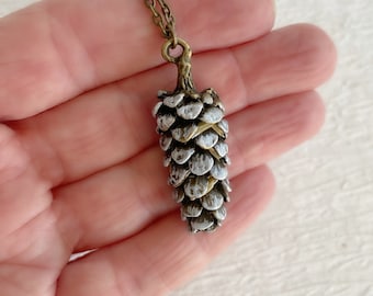 Large Pine Cone Necklace, silver or gold pinecone pendant, large pinecone charm, unisex jewelry, nature jewelry, pine tree jewelry