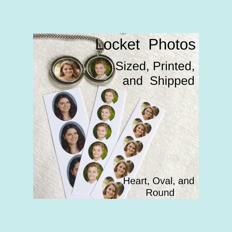 Locket Photo Prints, locket size printed photos, wedding charm photo prints, heart shaped photos, personalized gift