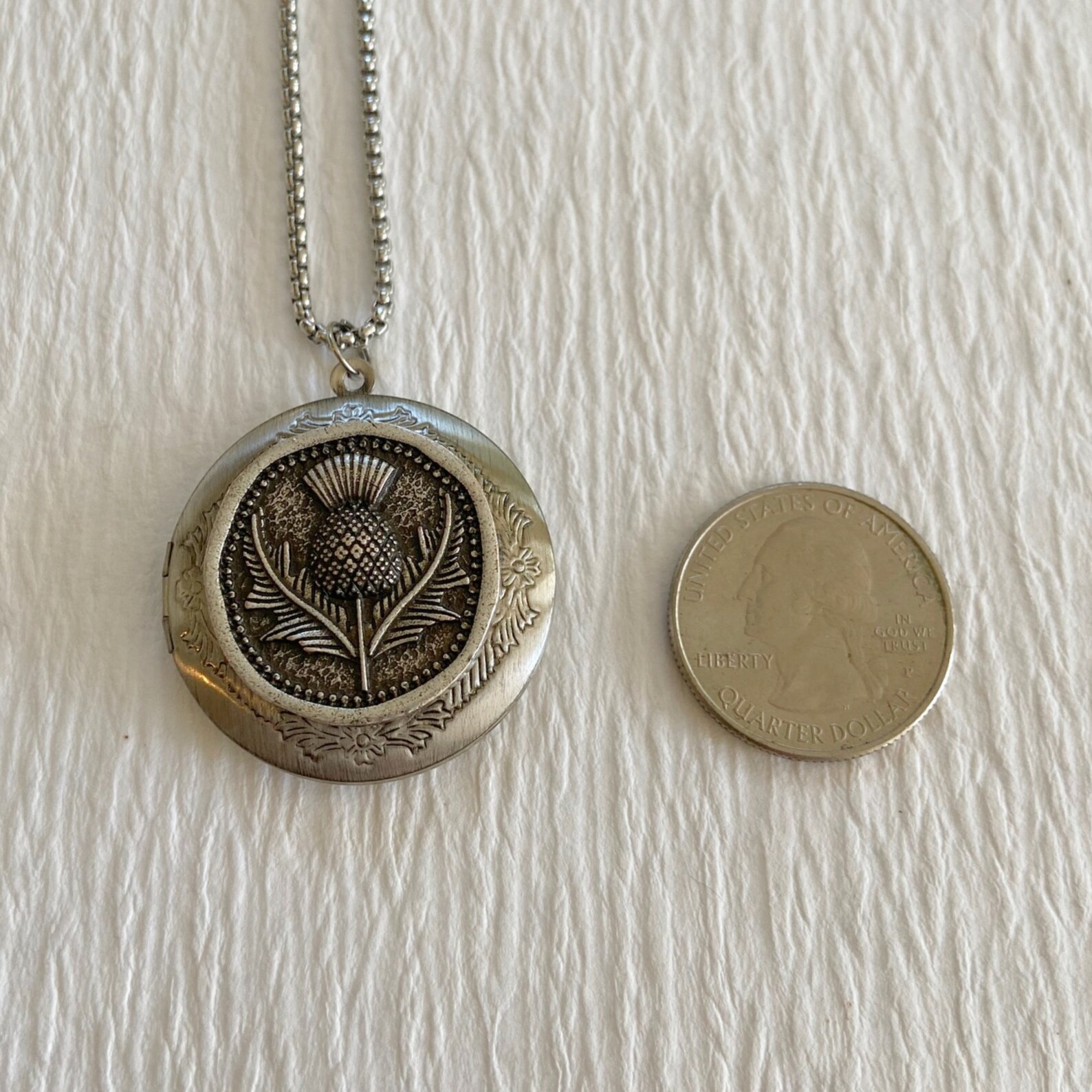 Scottish Thistle Locket Necklace Silver Thistle Necklace Etsy