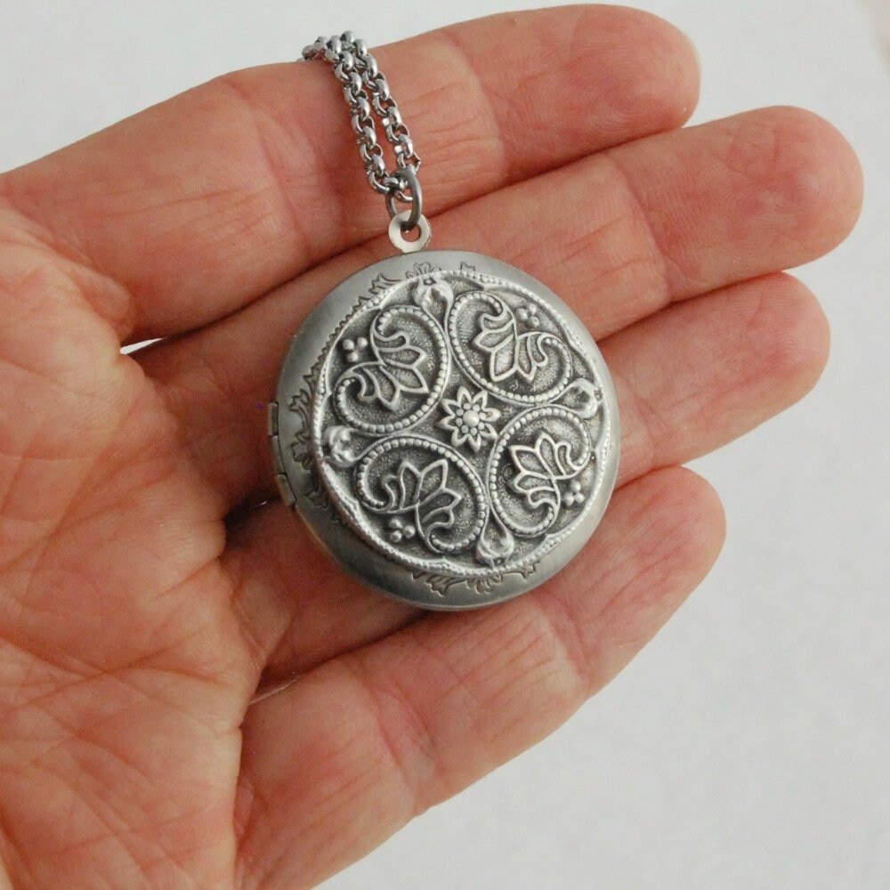 Irish Floral Locket Necklace antique silver locket pendant Etsy