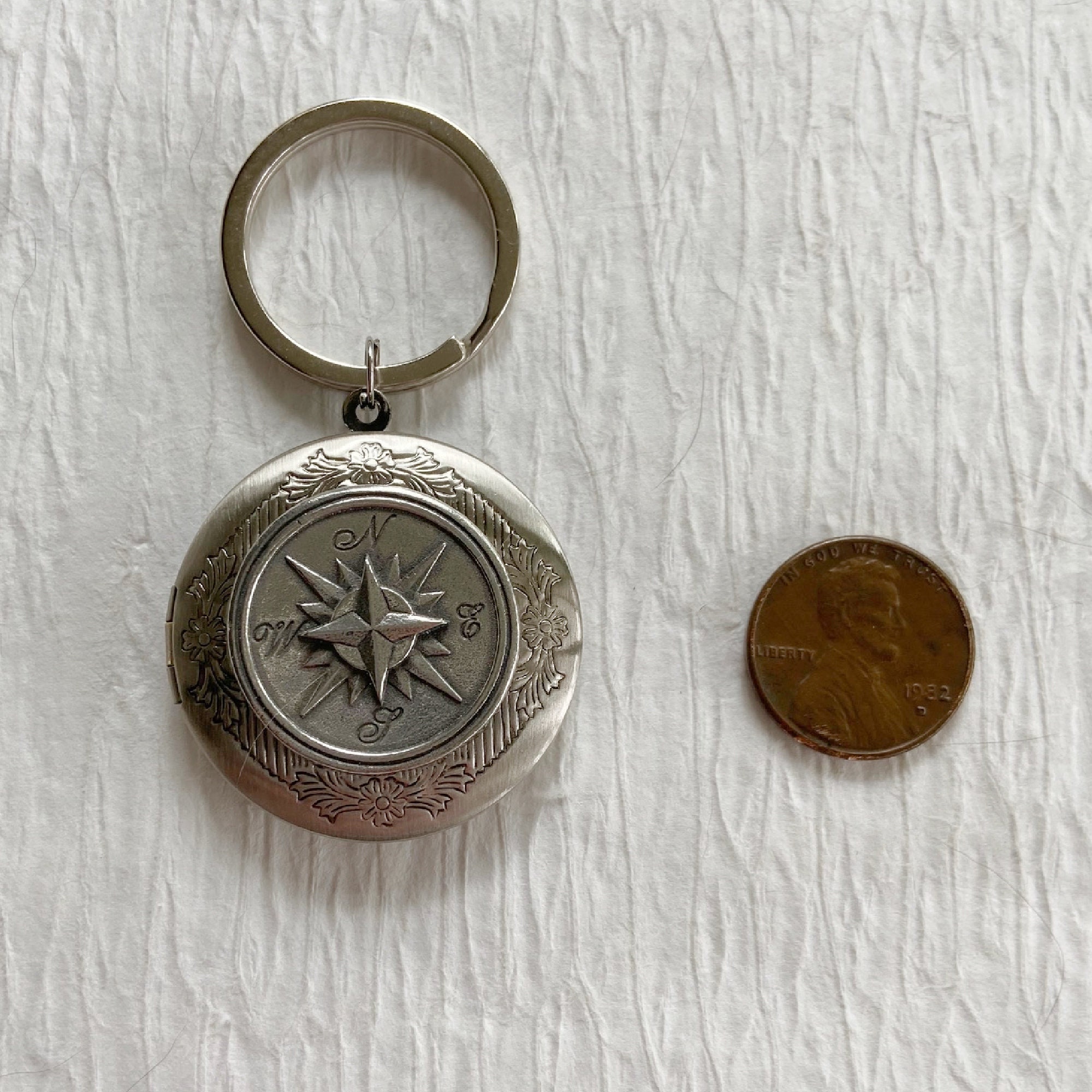Modern Compass Locket Keychain silver compass men's | Etsy