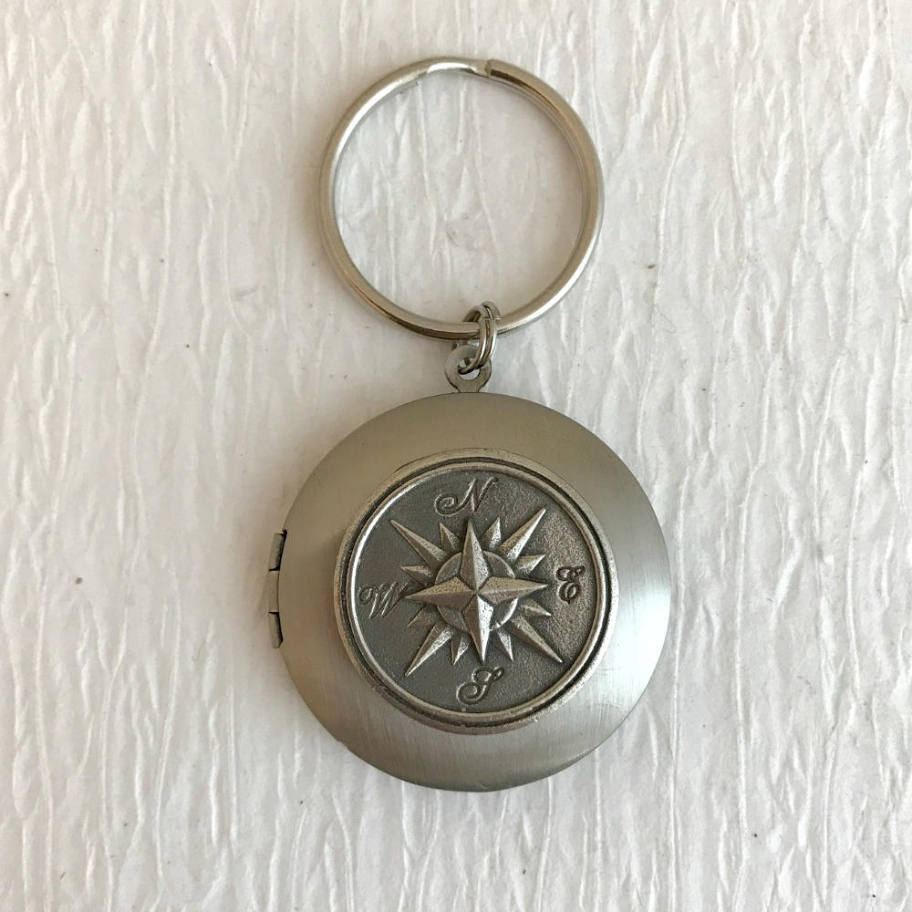 Modern Compass Locket Keychain silver compass key chain Etsy