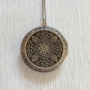 Luna Moth Locket Necklace with Photo, extra large silver locket, oversized locket, deep locket, big locket image 5