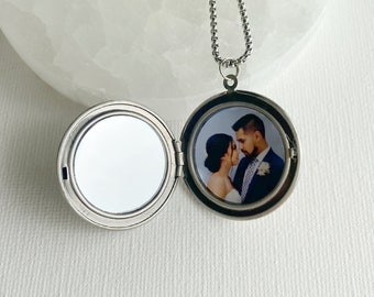 Mirror for Locket add-on, locket with mirror inside, mini compact mirror for 32mm locket, personalized jewelry