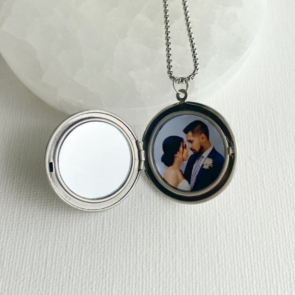 Mirror for Locket add-on, locket with mirror inside, mini compact mirror for 32mm locket, personalized jewelry