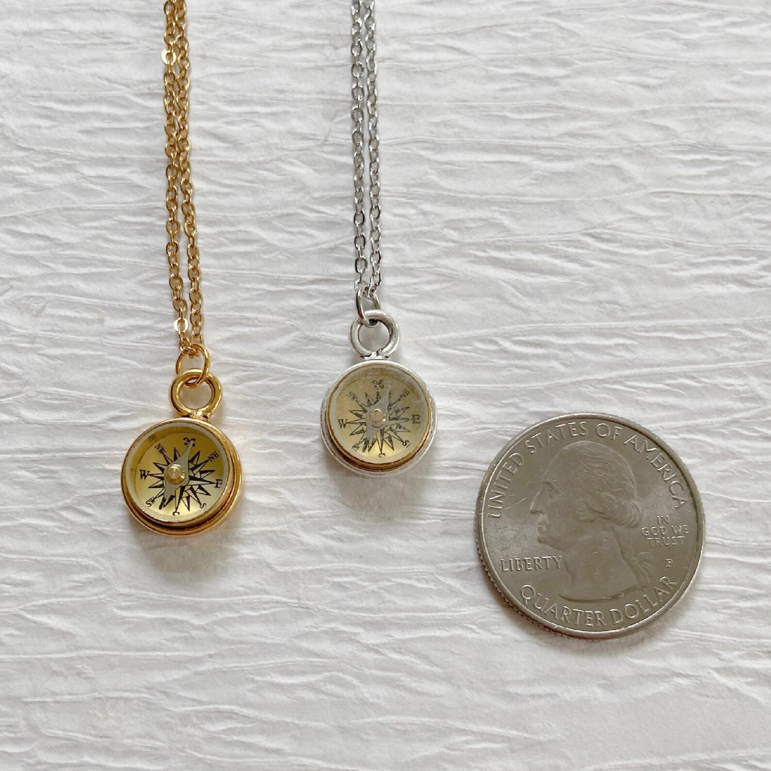 Tiny Working Compass Necklace Silver or Gold Compass Pendant Etsy